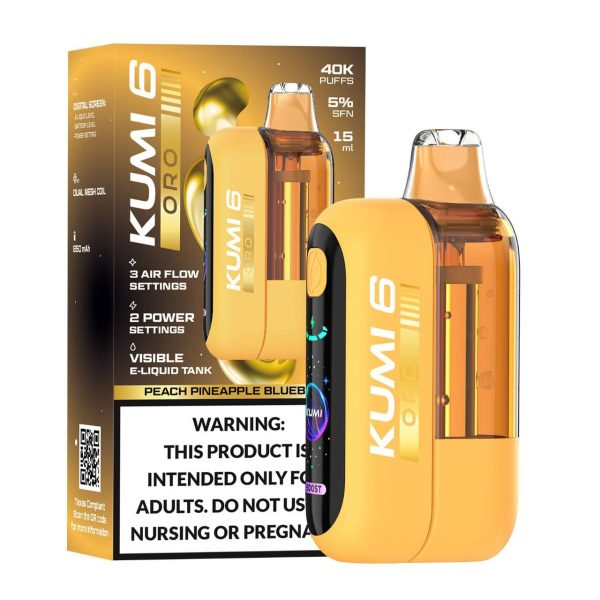 KUMI 6 Oro 40K Puff Disposable 11 KUMI 6 Oro 40K Puff Disposable Peach Pineapple Blueberry